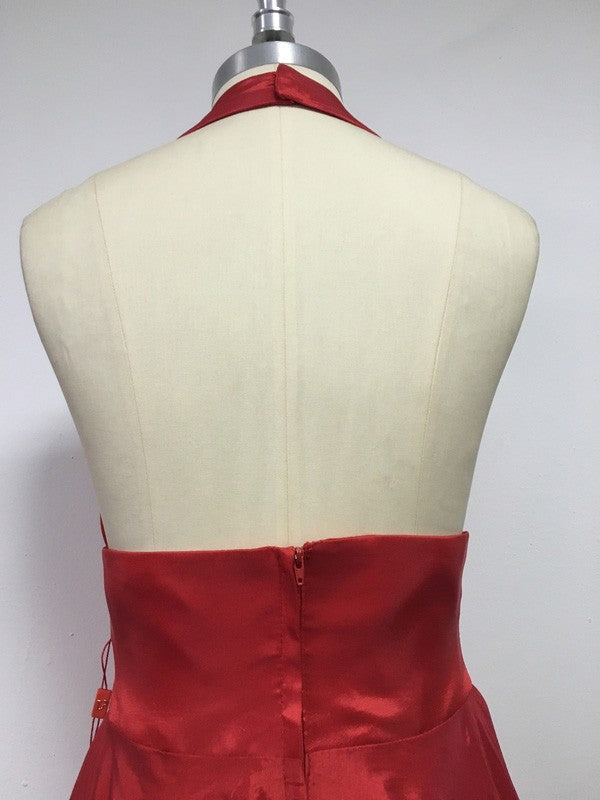 Abito da sera in taffetà senza maniche con scollo all'americana a linea ad A/elegante