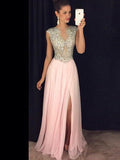 Robes de bal longues au sol en chiffon à paillettes, sans manches, élégantes, coupe en A et en forme de bateau