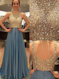 Robes de bal sans manches en mousseline à encolure dégagée, coupe en A, élégantes avec perles