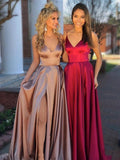Robes de bal en satin tissé élastique à volants, sans manches, col en V, coupe en A/élégante