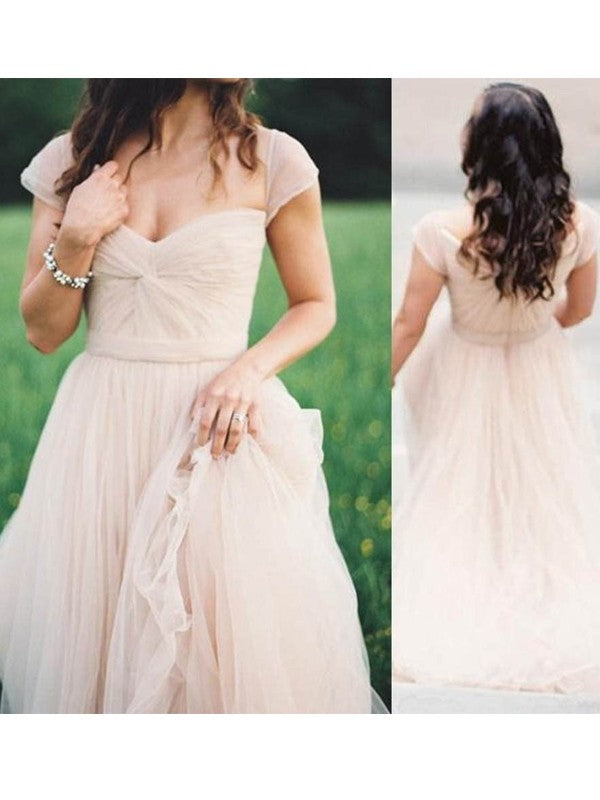 Robes de bal longues au sol en mousseline froncée, sans manches, à encolure cœur élégante et coupe en A