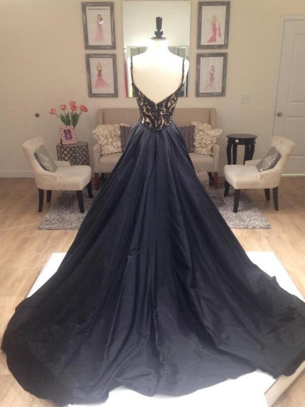 Robes de bal en taffetas sans manches à encolure en V, coupe en A / élégantes