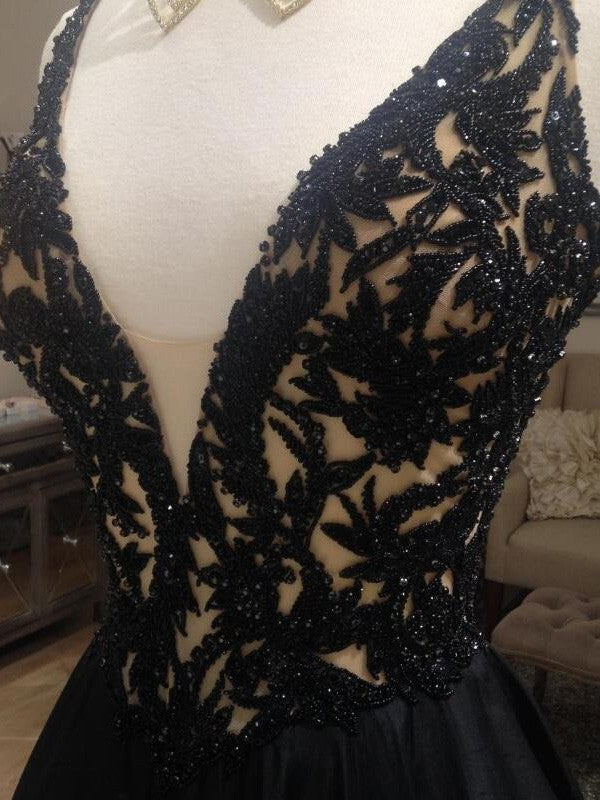 Robes de bal en taffetas sans manches à encolure en V, coupe en A / élégantes