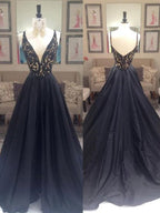Robes de bal en taffetas sans manches à encolure en V, coupe en A / élégantes