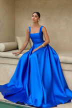 Stain Straps Sleeveless A Line Prom Dress With Pleated