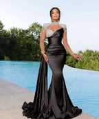 Bmbridal Purple Long Sleeves Mermaid Ruffle Gown With Crystals