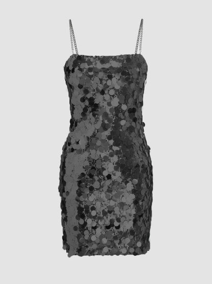 Unregelmäßiges Kleid mit Kettenpailletten 