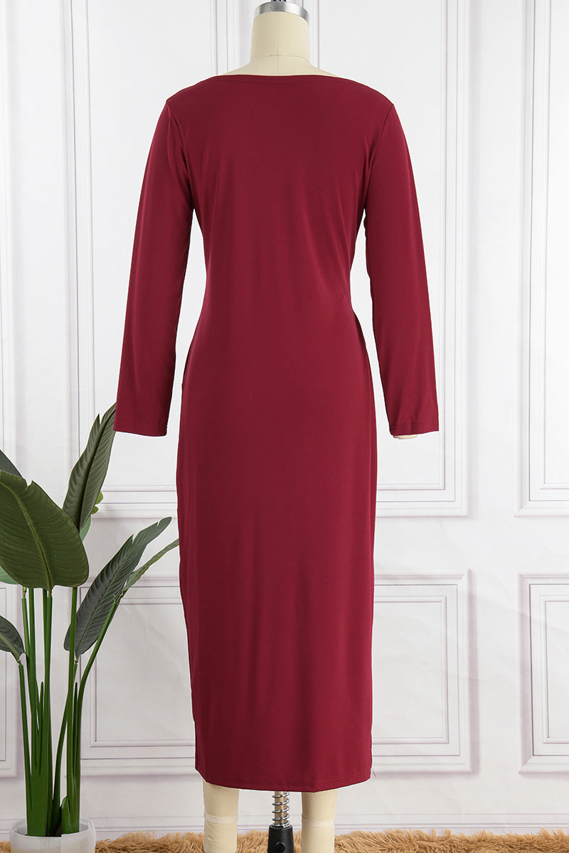 Elegante, einfarbige Abendkleider mit Schlitz und V-Ausschnitt (4 Farben) 