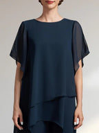 Getrennter Overall/Hosenanzug mit Rundhalsausschnitt, knöchellang, aus Chiffon, Kleid für die Brautmutter