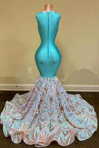 Bridal Sequined Mermaid Prom Dress Floor Length With V Neck And Sleeveless