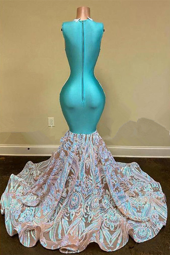 Bridal Sequined Mermaid Prom Dress Floor Length With V Neck And Sleeveless