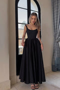 Custom A Line Long Prom Dress With Spaghetti Strap And Pleats