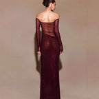 Vestido de fiesta elegante, ajustado y con un solo hombro y diamantes de imitación 