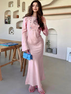 TARUXY Stain Slim Maxikleider für Damen, elegantes, solides Party- und Abendkleid, hohe Taille, Luxus-Femme-Herbstmodekleid 