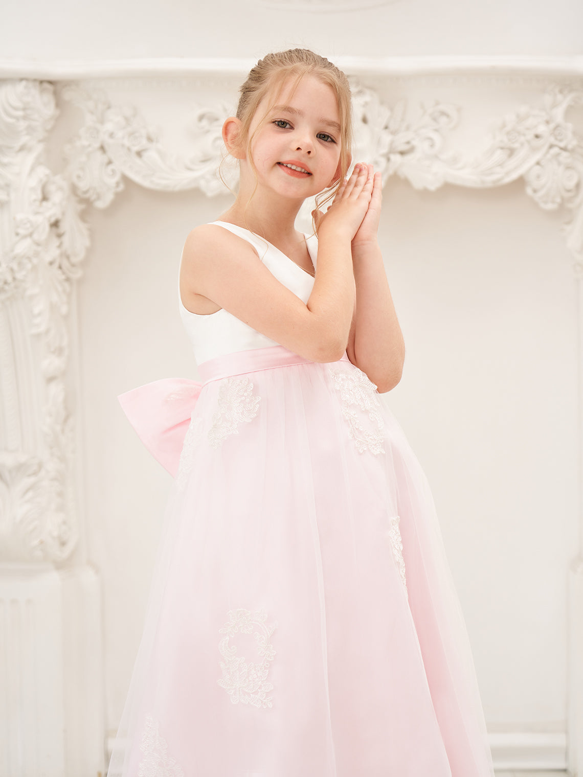 A-line Satin Tulle Ankle-length Pink Dress (2003227111)