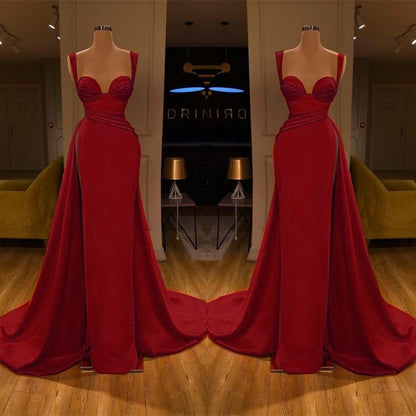 Stunning Long Sweetheart Mermaid Satin Prom Dresses with High Slit