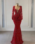 Vestido de noite com decote em V profundo, renda e contas, vestido de receção Y735