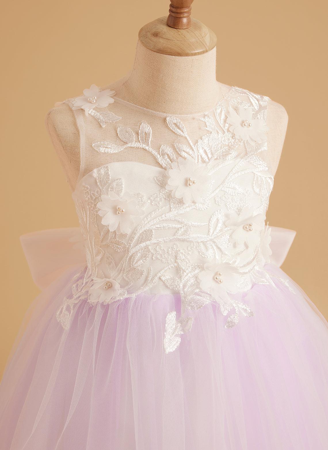 Flower Girl Dress Sleeveless Lace With Tulle And Beading Details