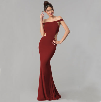 Vestido de noche largo con hombros descubiertos para mujer: elegante vestido formal 