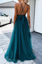 Abito da Sera con Scollo a V in Pizzo Solido e Trama Sexy