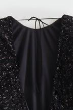 Elegante, rückenfreie Abendkleider mit Rundhalsausschnitt und einfarbigen Pailletten 