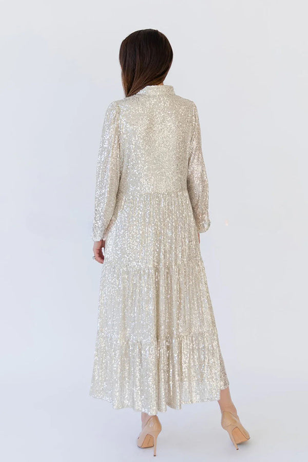 Vestido midi de fiesta con bolsillos y lentejuelas Shimmer and Shine 