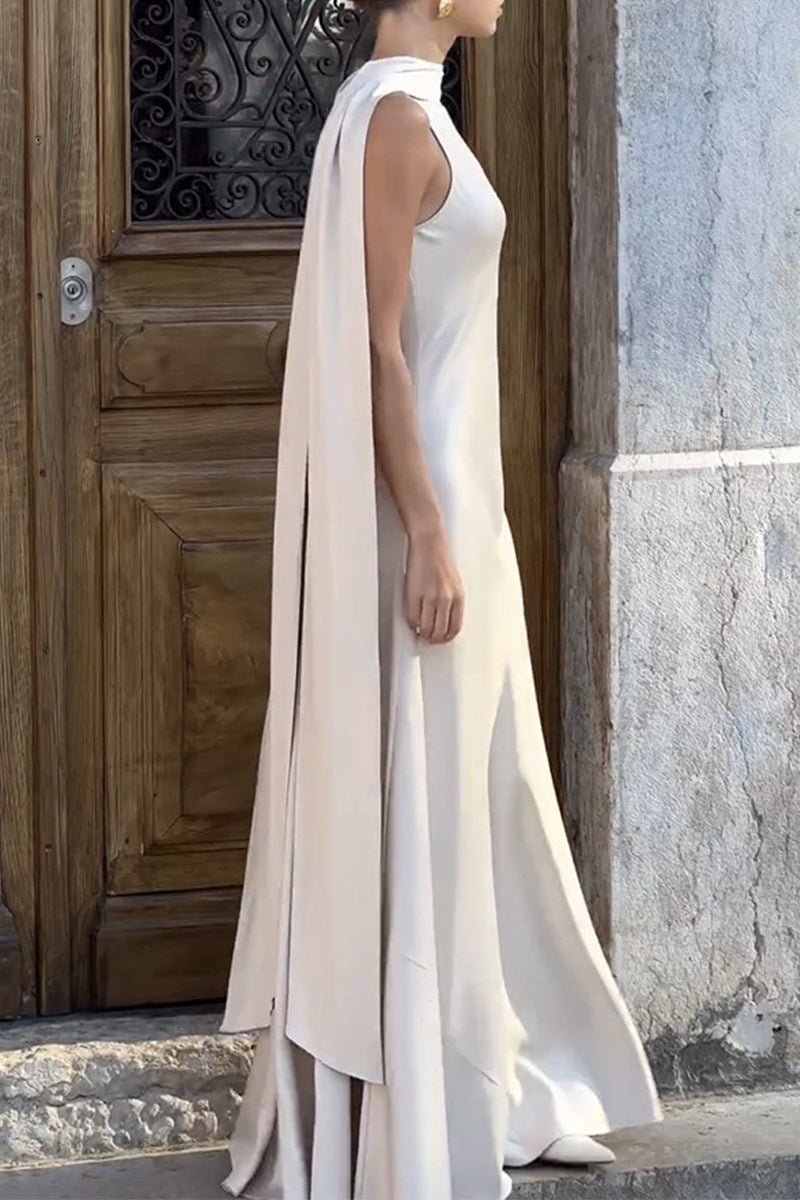 Elegantes Abendkleid mit Rundhalsausschnitt und Patchwork-Muster für Prominente 