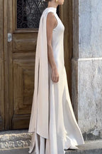 Elegantes Abendkleid mit Rundhalsausschnitt und Patchwork-Muster für Prominente 