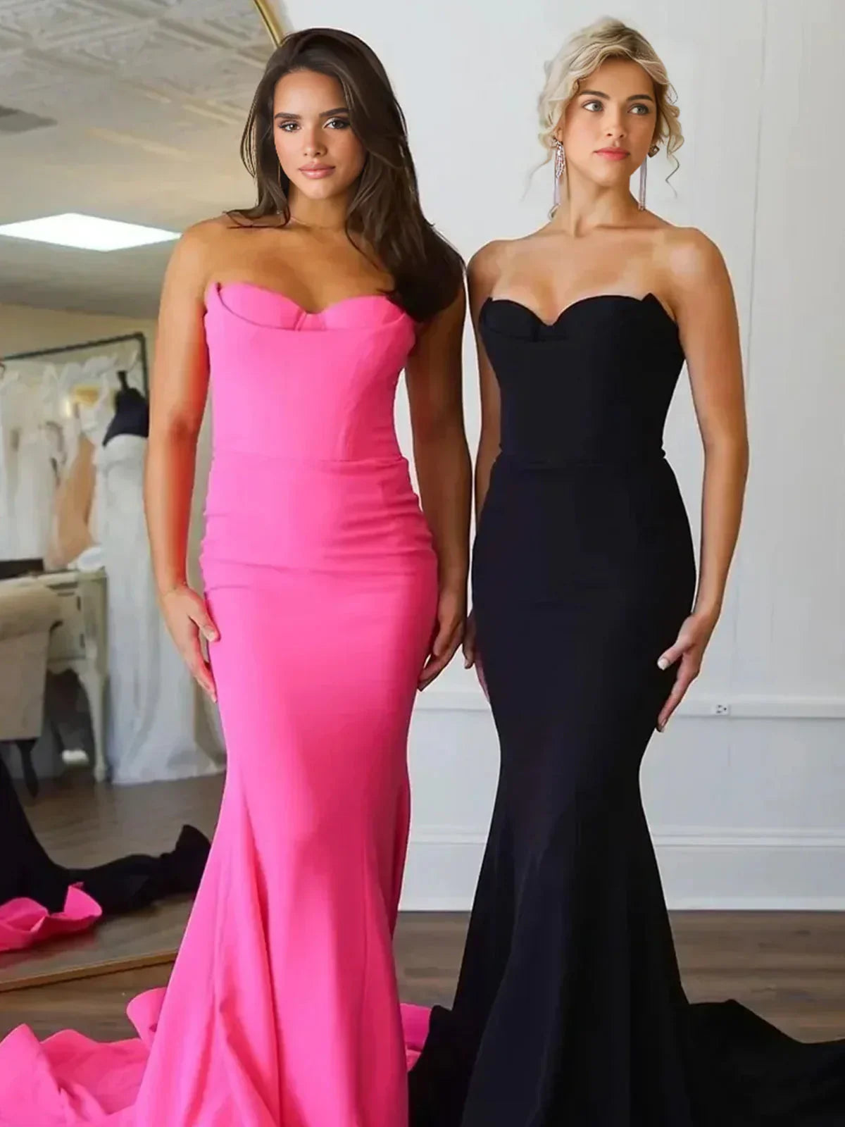 Aetherion | Robe longue de bal sirène sans bretelles avec fente