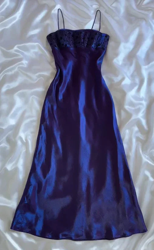 Superbe robe de bal longue en satin violet coupe trapèze robe de soirée formelle Y7510