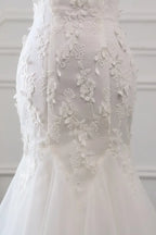 Sexy Long Off The Shoulder Mermaid Silhouette Wedding Dress With Lace Tulle