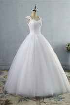 Affordable Tulle Lace Wedding Dress With Appliques Sleeveless A Line Silhouette
