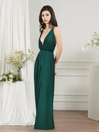 Abiti da damigella d'onore in chiffon con spalline a V economici