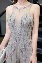 Amazing Illusion High Neck See-through Party Jumpsuit Sleeveless Prom Wear