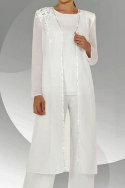 Ensemble Deux Pièces Époustouflant pour Mère de la Mariée Robes de Demoiselle d'Honneur en Mousseline à Encolure Arrondie