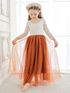 Angelic White Lace A-Line Long Sleeve Tulle Flower Girl Dress - view 4