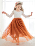 Angelic White Lace A-Line Long Sleeve Tulle Flower Girl Dress - view 1