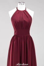 Abiti da damigella d'onore senza maniche con spalline ad applicazioni, lunghezza fino al pavimento, con volant, linea a trapezio, abito lungo da sera in chiffon