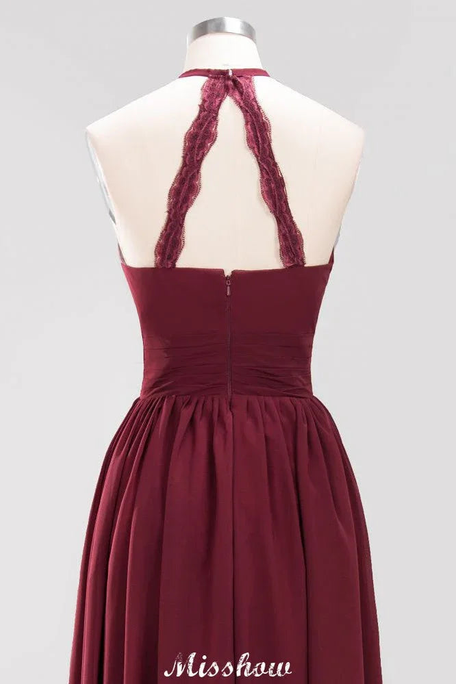 Abiti da damigella d'onore senza maniche con spalline ad applicazioni, lunghezza fino al pavimento, con volant, linea a trapezio, abito lungo da sera in chiffon