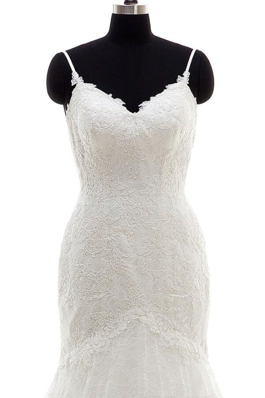 Applikationen Spaghettiträger Meerjungfrau Elegante Brautkleider 