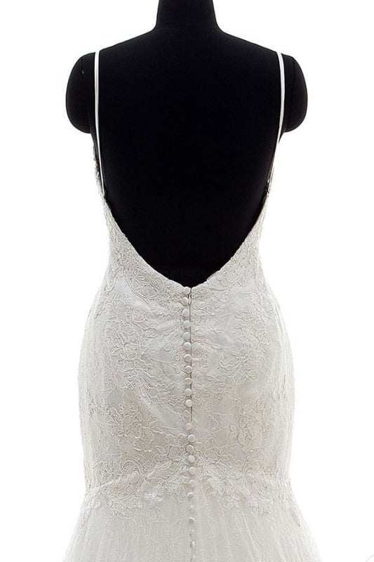 Vestidos de Noiva Elegantes com Alças Finas Estilo Sereia