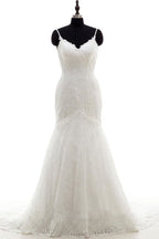 Vestidos de Noiva Elegantes com Alças Finas Estilo Sereia