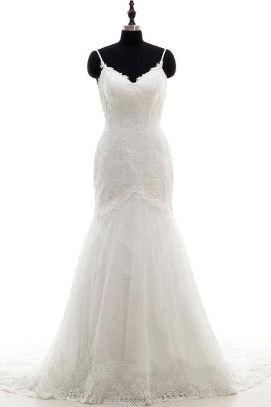 Applikationen Spaghettiträger Meerjungfrau Elegante Brautkleider 