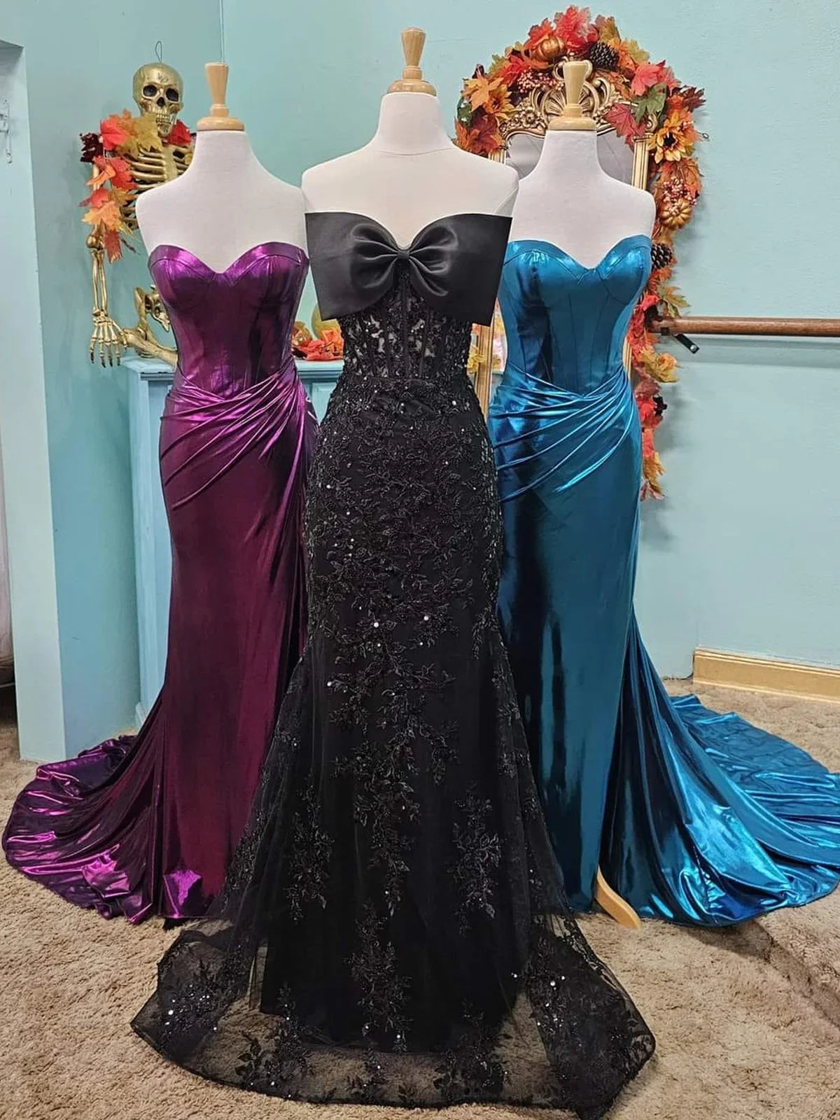 Arvin | Robe longue de bal rouge sirène sans bretelles avec appliques en dentelle et nœud