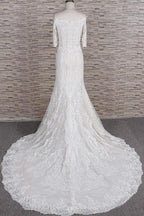 Robes de mariée élégantes sirène à traîne courte avec superbes appliques