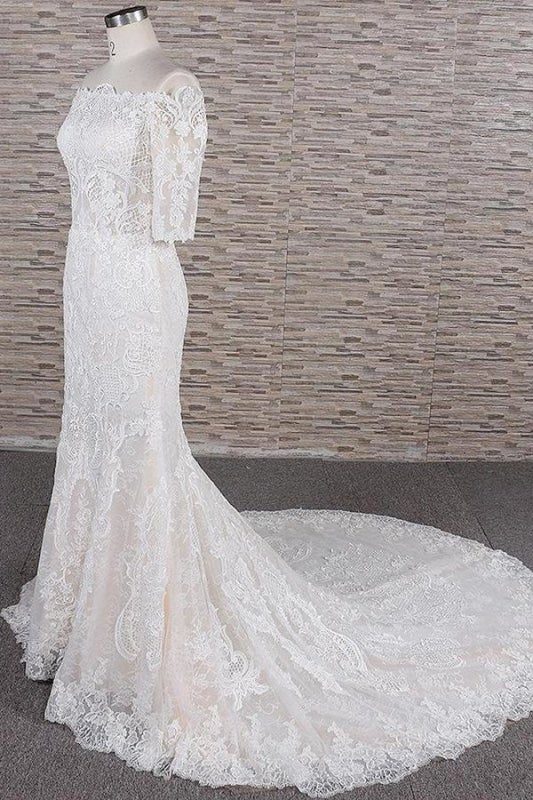 Robes de mariée élégantes sirène à traîne courte avec superbes appliques