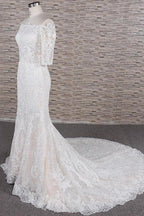 Robes de mariée élégantes sirène à traîne courte avec superbes appliques