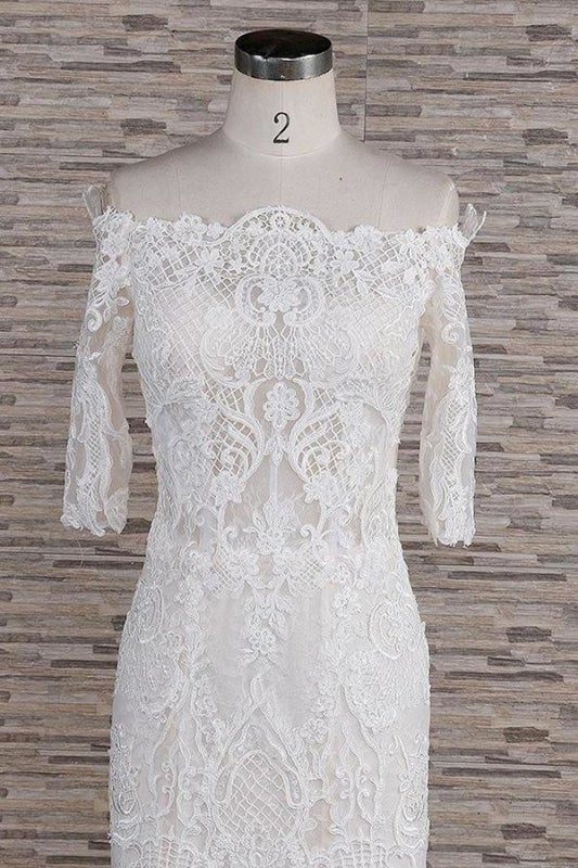Robes de mariée élégantes sirène à traîne courte avec superbes appliques