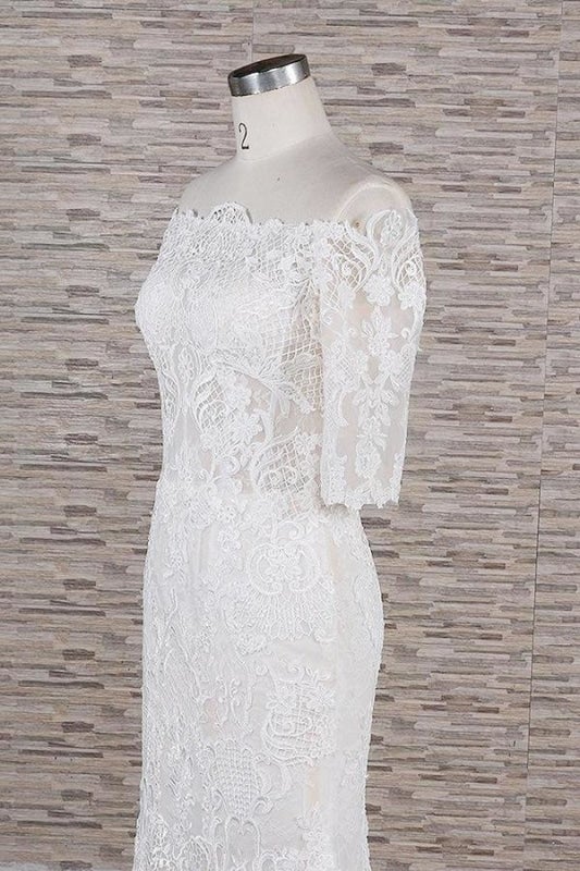 Robes de mariée élégantes sirène à traîne courte avec superbes appliques