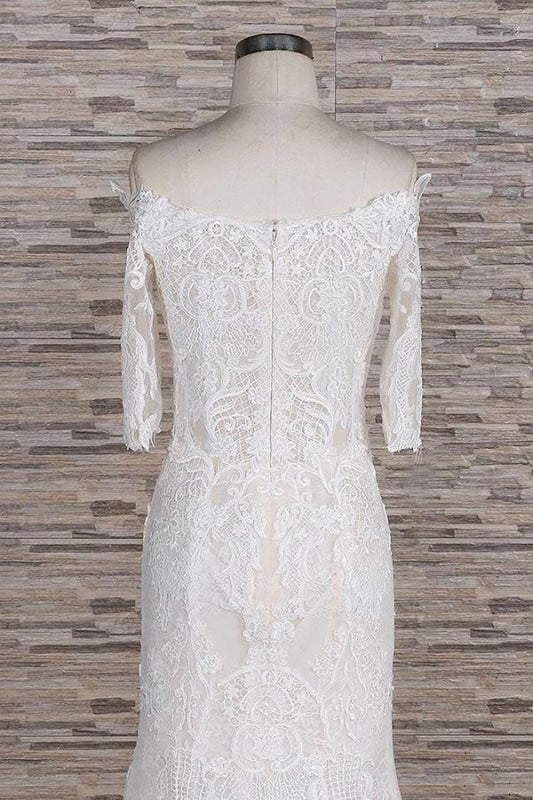 Robes de mariée élégantes sirène à traîne courte avec superbes appliques